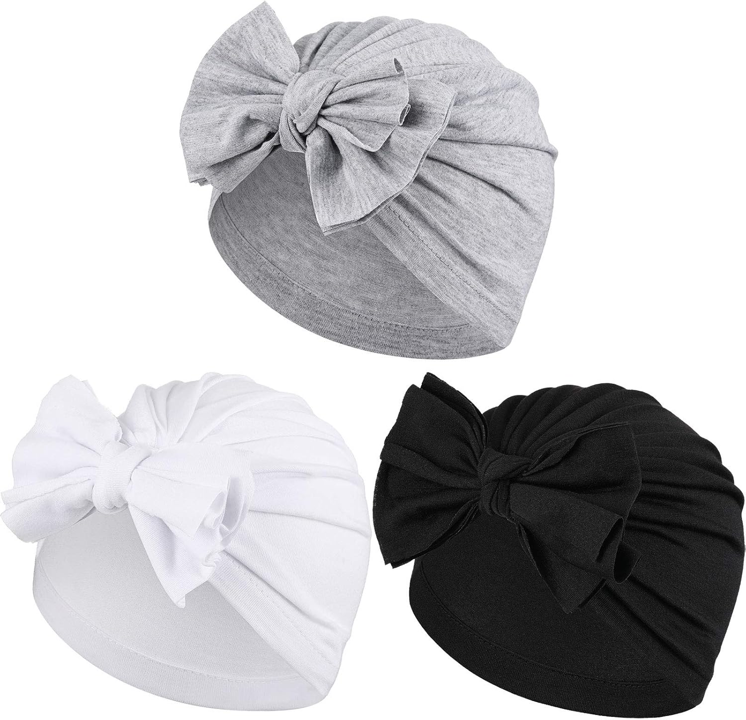 3 Pieces Baby Bow Knot Turban Hats Beanie Headwraps for Toddlers Girls