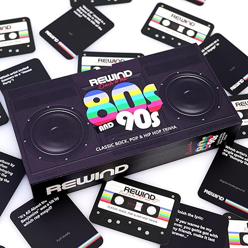 Miniatura 6 de Mojo Games, Rewind, Back to The 80's and 90's Music Trivia - Nostálgico juego de cartas de cultura pop, rock, pop y hip hop para la noche de juegos
