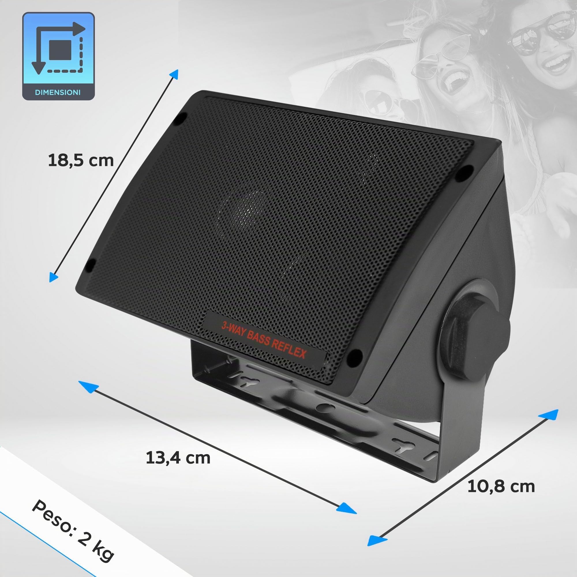Pyramid Casse Audio Speaker 300 Watt Sistema Altoparlanti 3 Vie Montabile Diffusori Esterni Interni