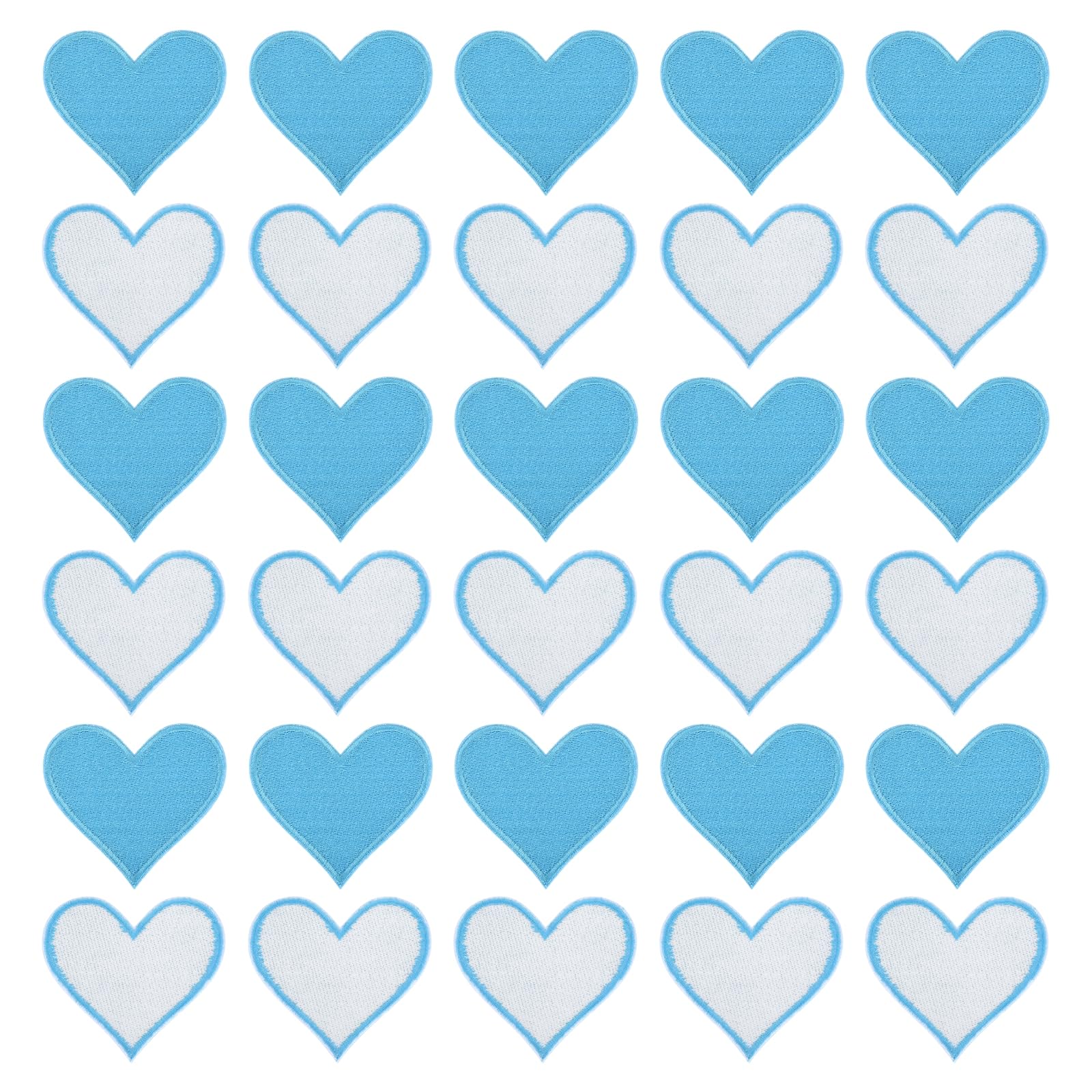 QUARKZMAN 120Pz Toppe Termoadesive a Forma di Cuore 6.8x7cm Blu Cielo
