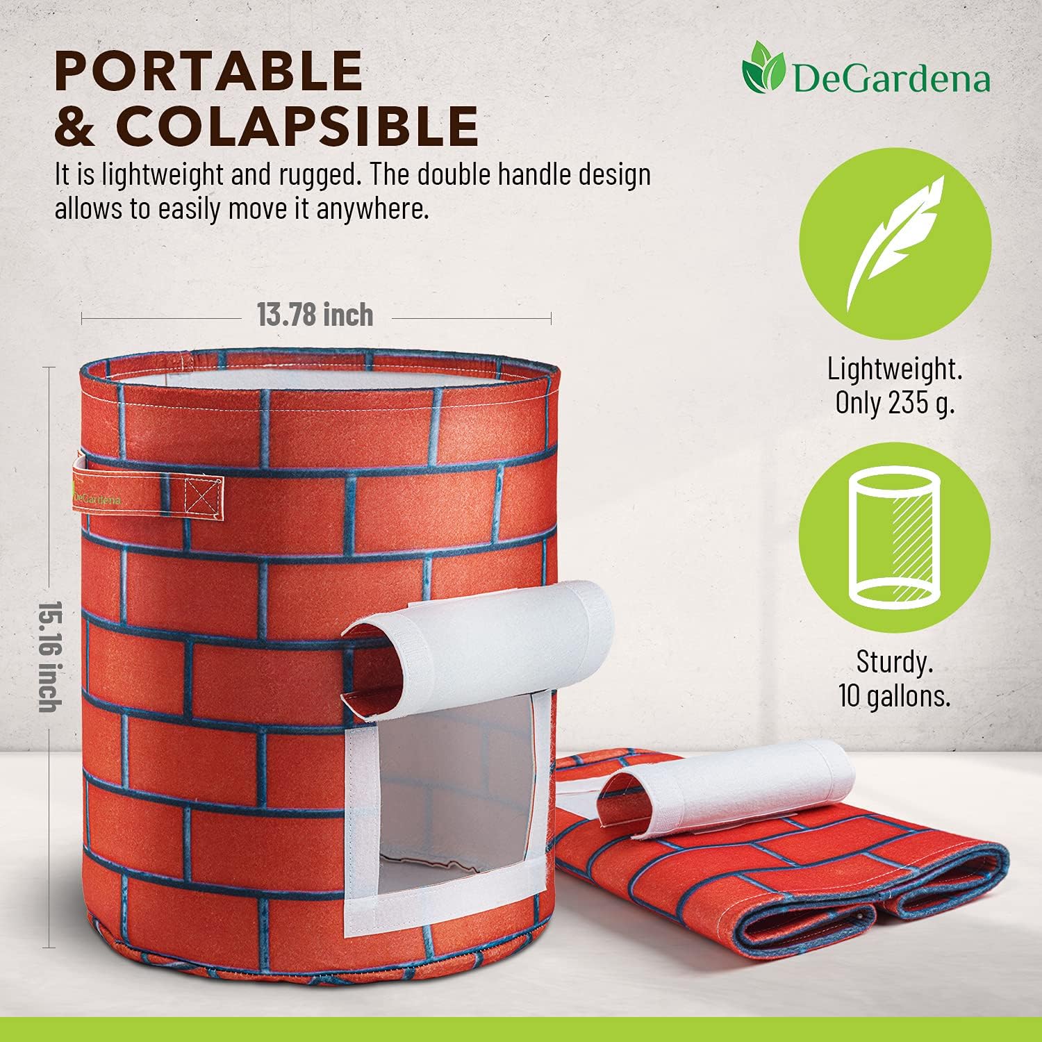 DeGardena Garden Pots Grow Bag - Charity Donations - Potato Grow Bag - Aeration Container with Sturdy Handles and Visualization Window - High Capacity & Durable - Plant Grow Bags (2-Pack) : Patio, Lawn & Garden