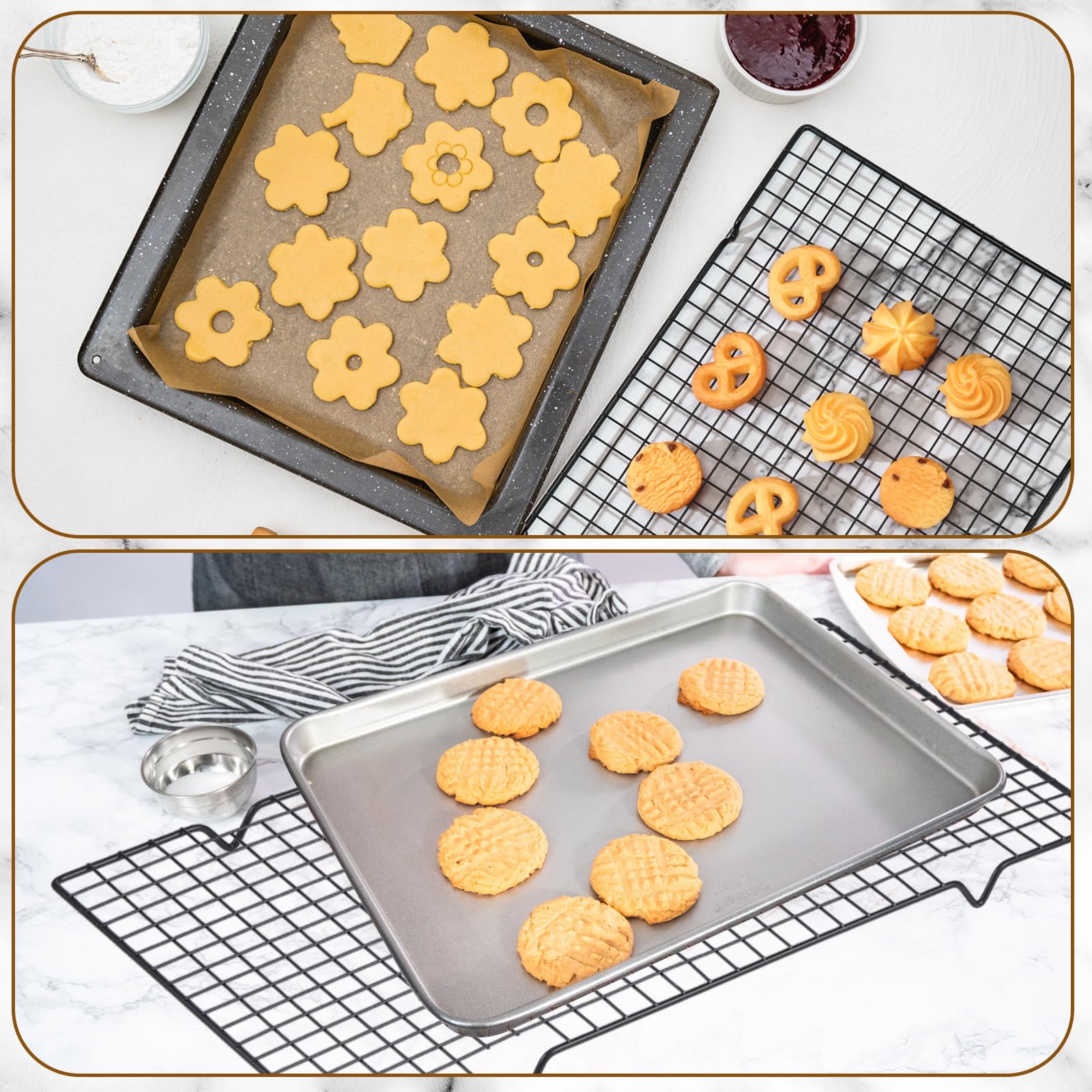 Harloon Cooling Racks Set - 3 Baking Wire Grids -7