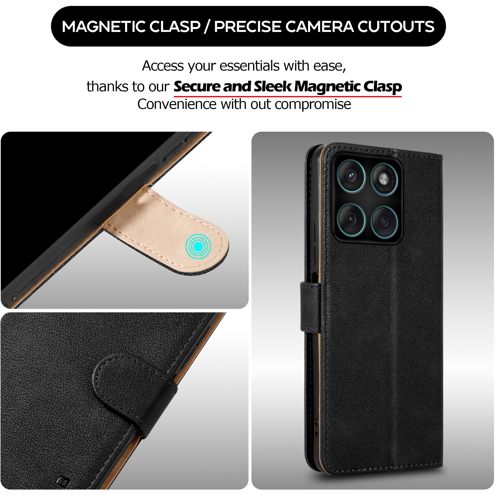 Étui Pour Motorola Bord 60Pro / Fusion Portefeuille Cuir Téléphone + Écran Verre - Photo 19 sur 19