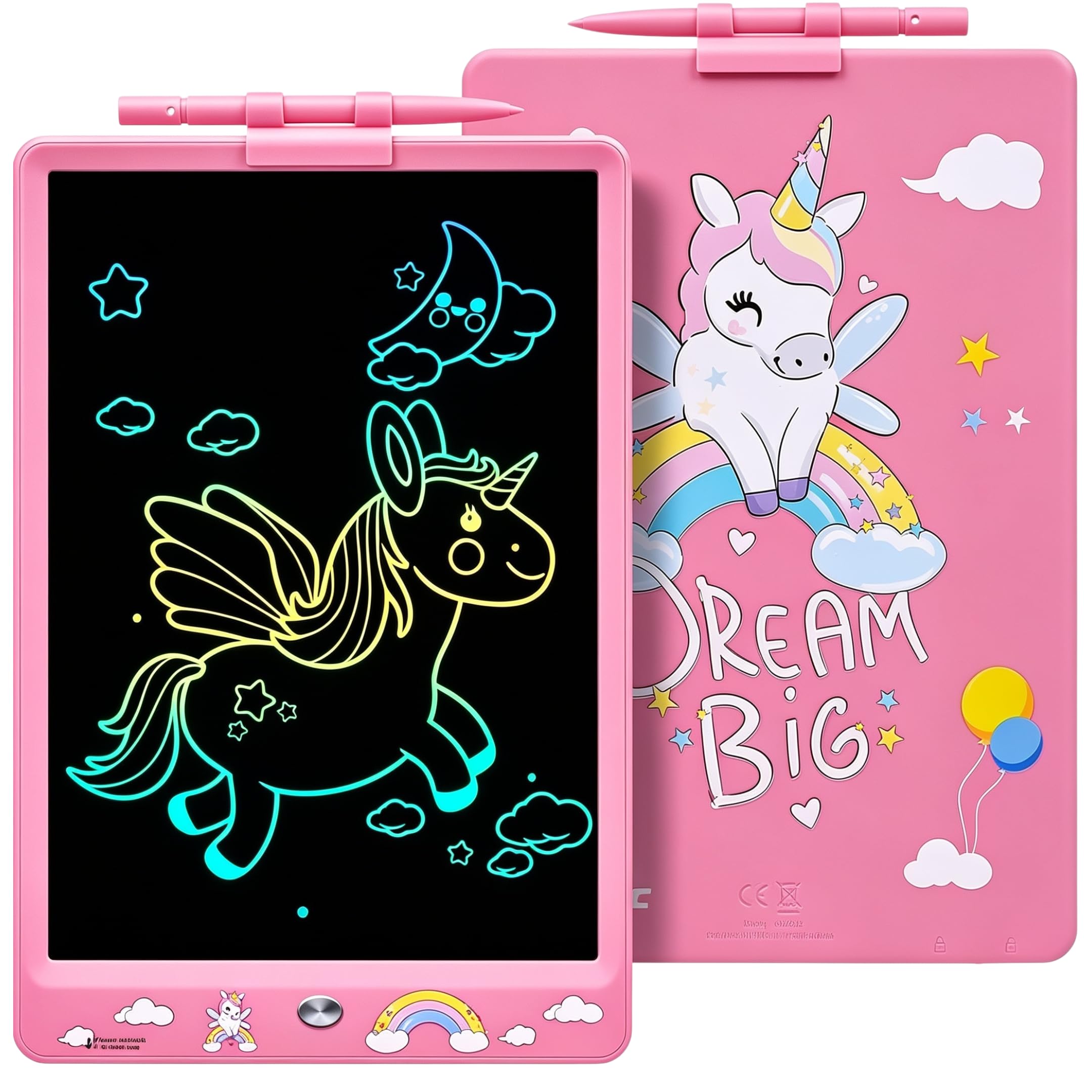 DYNASONIC (DYNA-PM Licorne) Tablette d'écriture pour enfants 10 pouces, Tablette de dessin LCD Tableau blanc magnétique Jouet Dinosaure pour enfants Cadeau 2 3 3 4 5 6 7 8 ans