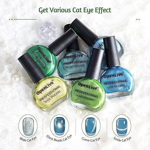 Miniatura 5 de Juego de esmalte de uñas de 6 colores de 10 ml, ámbar, pino, bosque, ojo de gato, con barra magnética, esmalte de uñas de secado rápido para