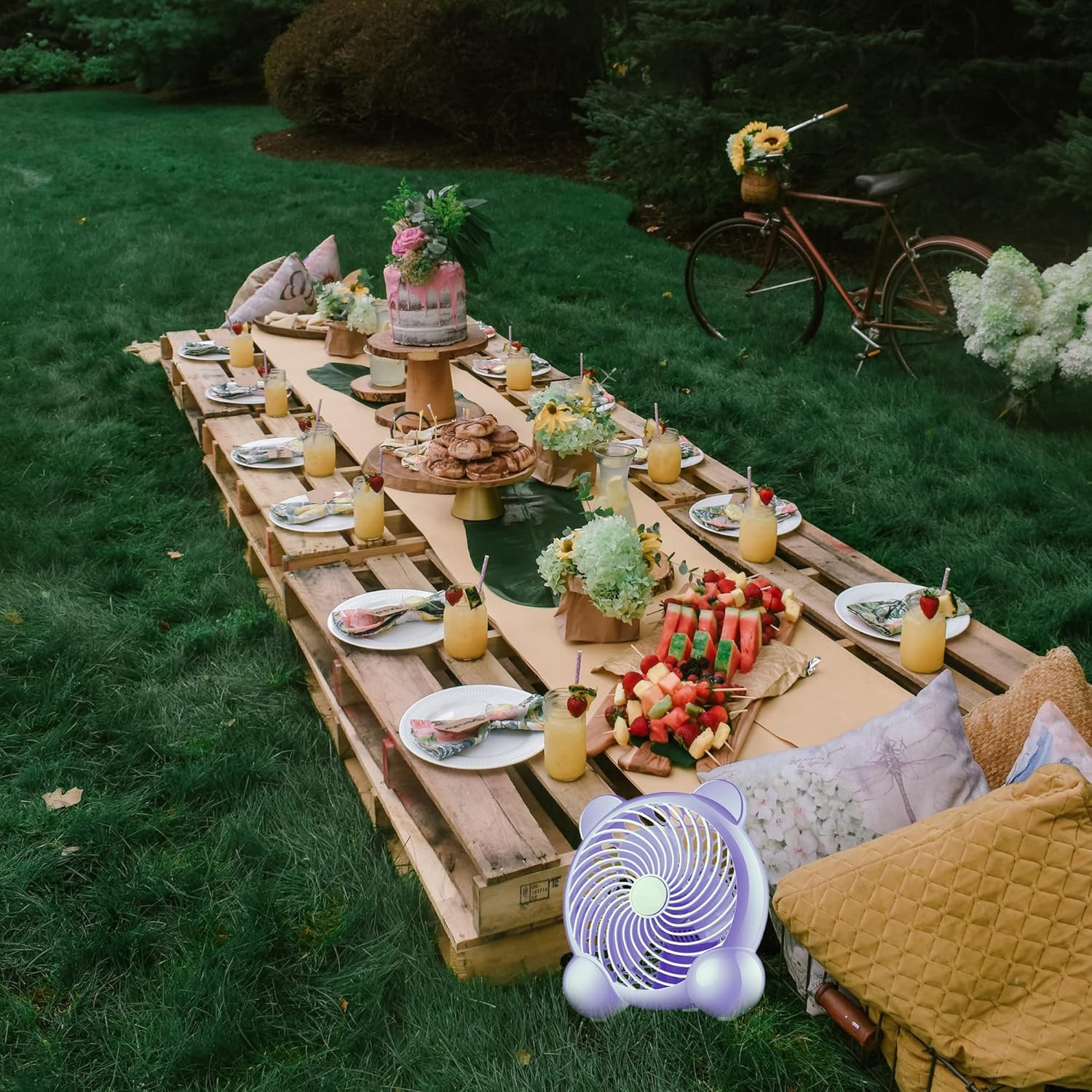 5V USB-Powered Fan Cooling Air Fan Powerful Fan with Remote Control Macaroon Purple Fan with Two Speeds for Office Computer Desk Student Dormitory Study,7-Inch Mini Cartoon Cute