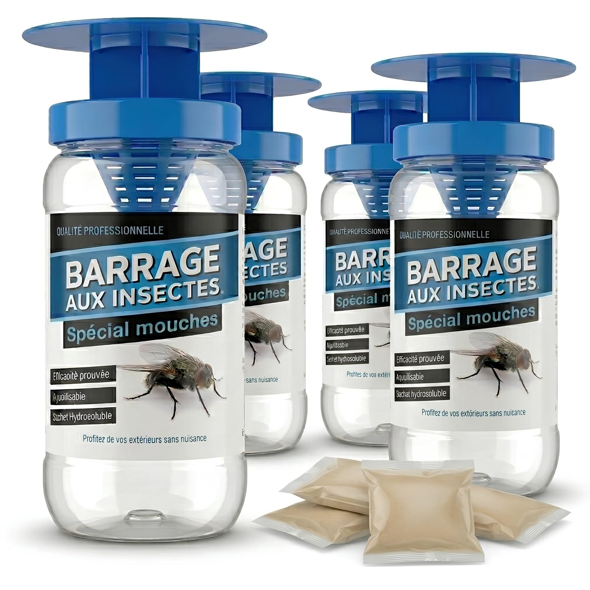 Piège à Mouche Extérieur avec Super Attractif - Appât de Qualité Professionnelle - Bouteille Piège Anti Mouche avec Entonnoir Réutilisable - Pour Jardin et Terrasse