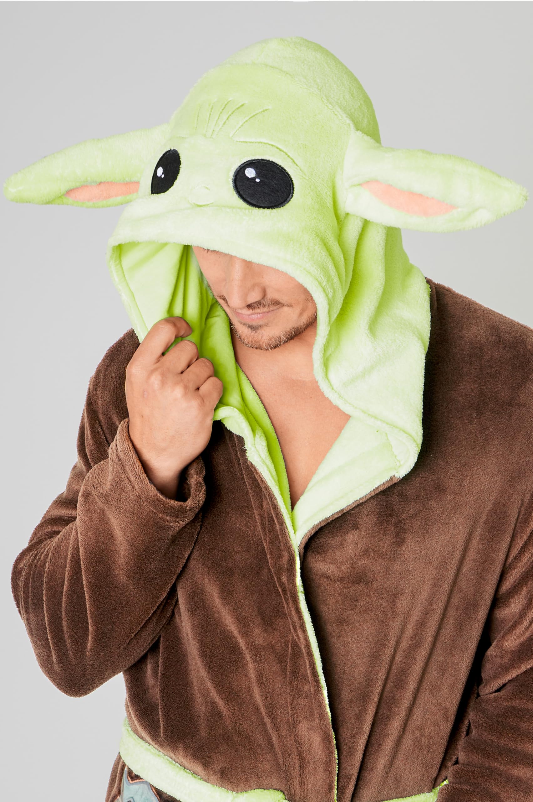 Disney The Mandalorian Baby Yoda Robe De Chambre Homme, Peignoir En Polaire Avec Capuche De Bébé Yoda, Idée De Cadeau Geek Pour Adulte Ou Ado Garçon