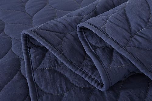 Miniatura 5 de MarCielo Juego de edredón ligero de 3 piezas de microfibra, colcha de cama prelavada con hojas (borgoña, King)