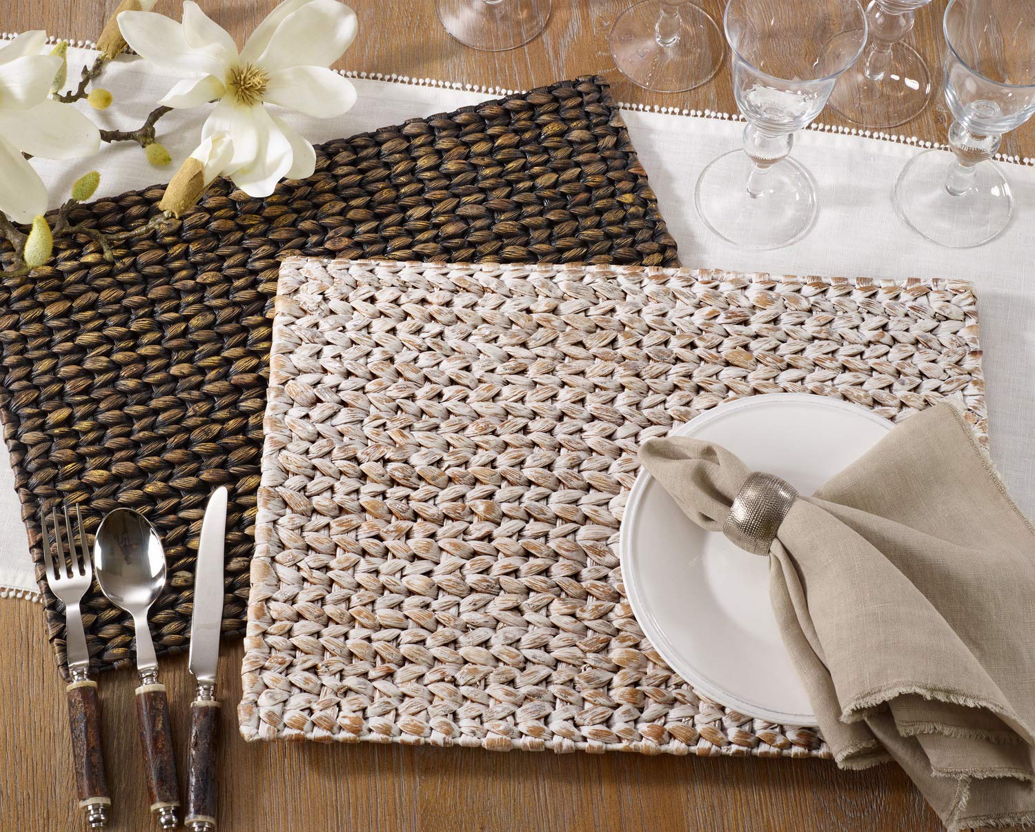 Amazon.com: Fennco Styles Natural Woven Water Hyacinth Rectangular