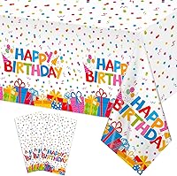 Vista 14 de Paquete de 3 manteles de plástico para cumpleaños de 60 años, 54 x 108 pulgadas, desechables, color negro y dorado, mantel rectangular impermeable