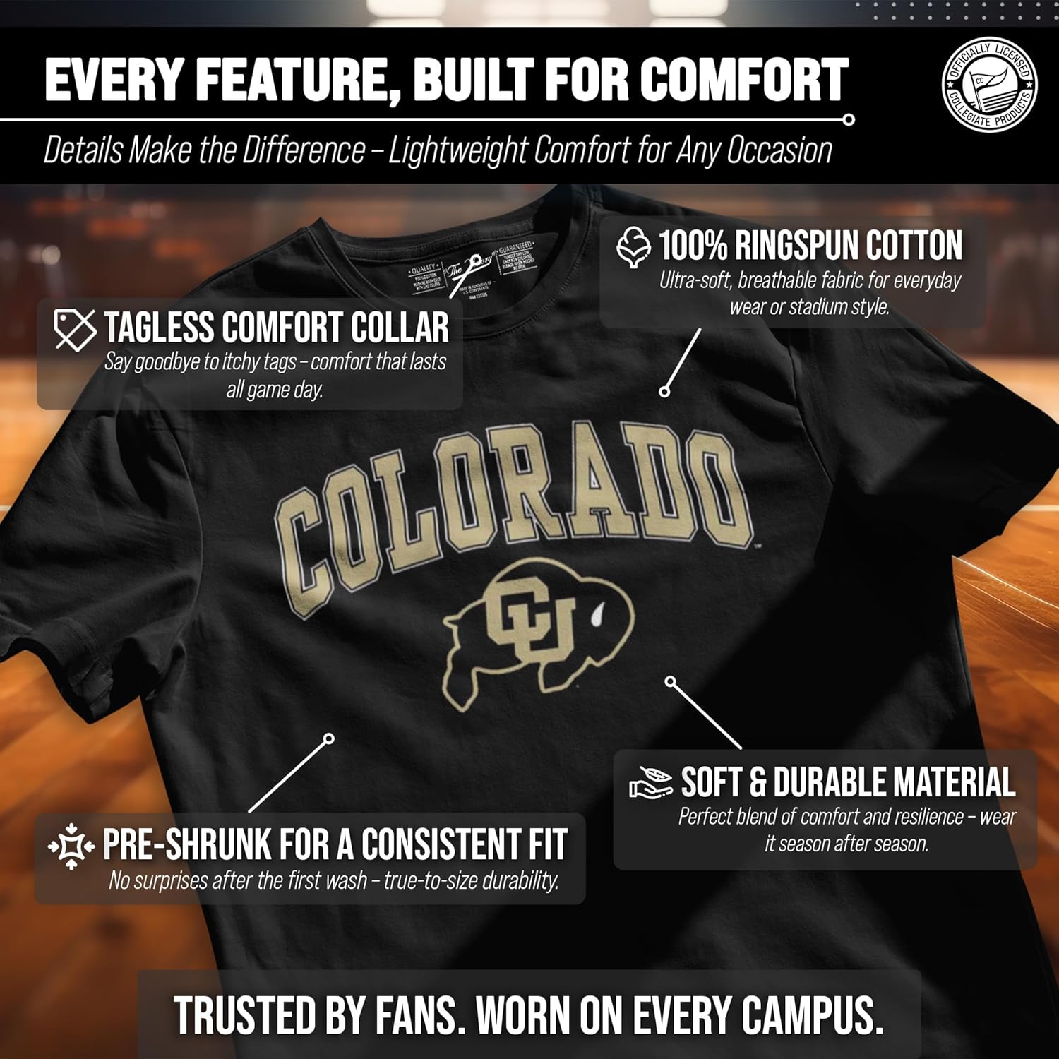 Campus Colors NCAA Unisex NCAA Adult Gameday Cotton T-Shirt - Image 3