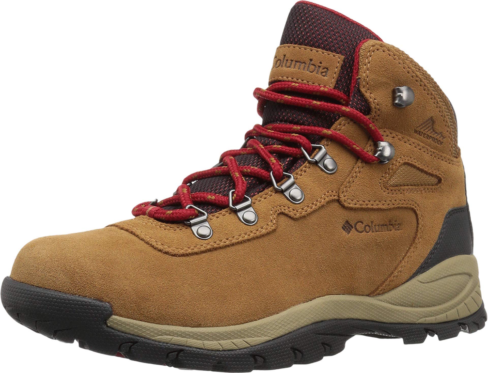Columbia Botas de senderismo impermeables Newton Ridge Plus Amped para mujer, Alce/Montaña Rojo