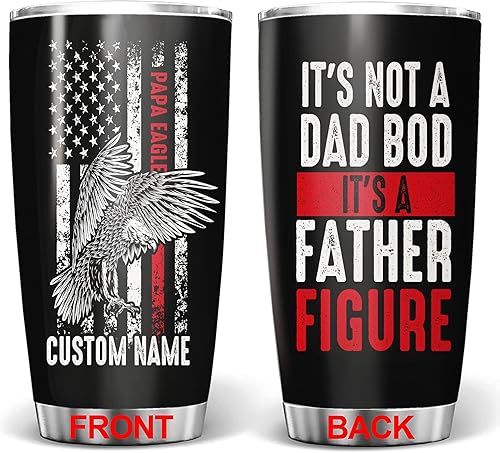 Regalos personalizados para papá, vaso de acero inoxidable para café de viaje, vaso de águila con tapa, 20 onzas, 30 onzas, regalos para hombres,