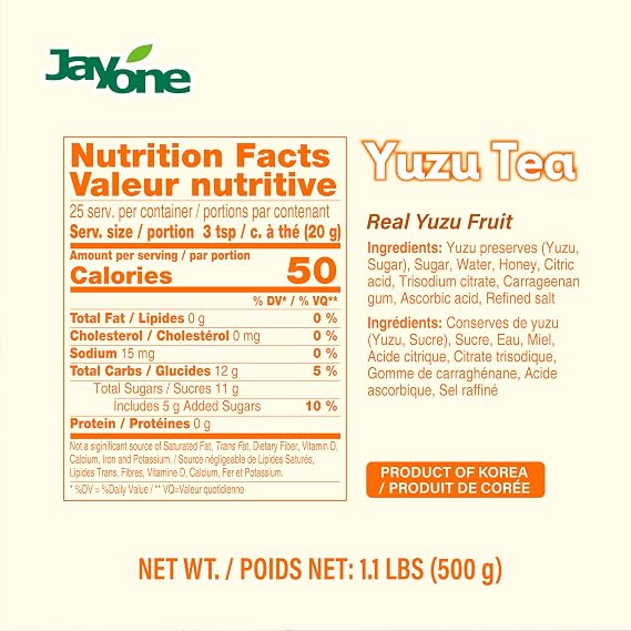 Jayone Korean Honey Yuzu Citron Tea 2.2 lbs - Made with Sugar and Honey, Real Yuzu Peel Marmalade, Bright Citrus Flavor, For Hot & Iced Drinks, Home Cafe & Culinary Use, Product of Korea