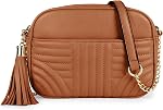 EVVE Quilted Crossbody Bags for Women - Stylish Camera Bag with Tassel - Lightweight Medium Size Shoulder Purse