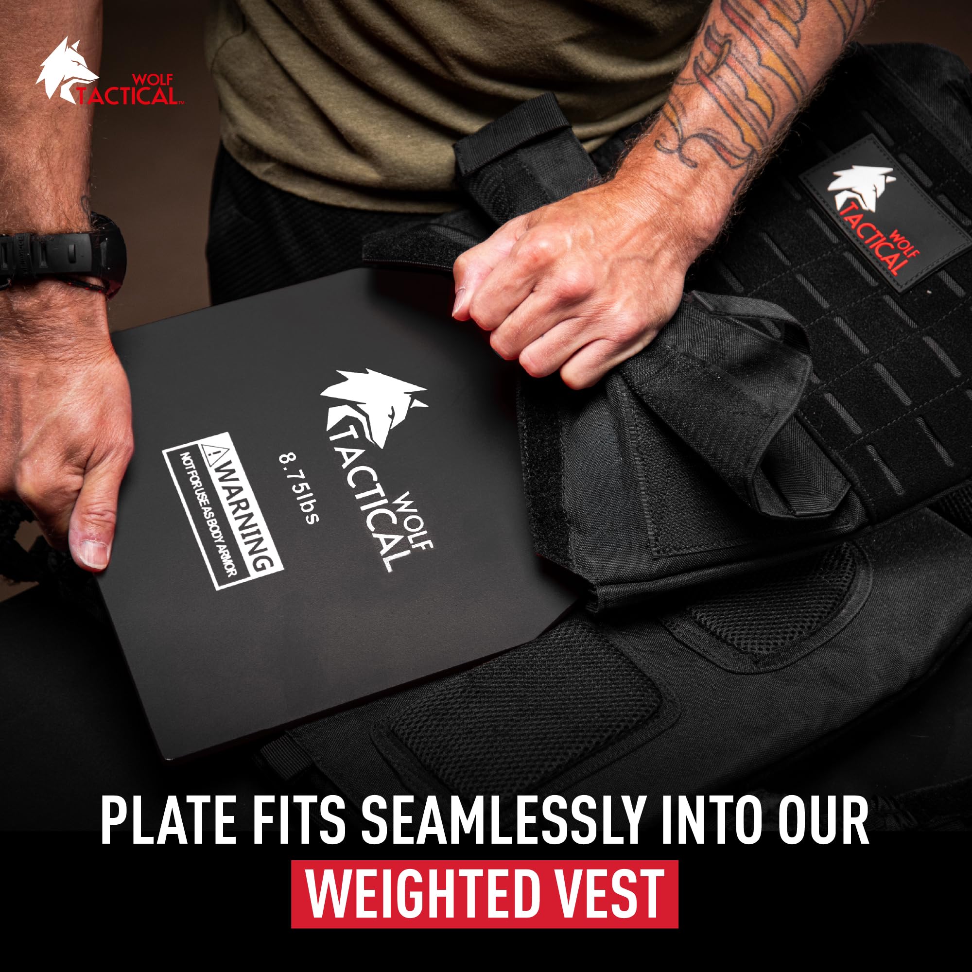 WOLF TACTICAL Placas de chaleco de peso – pares de 5.75/8.75/14.5/20 libras – WODs, entrenamiento de fuerza, correr, entrenamientos pesados