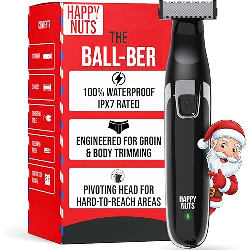HAPPY NUTS The Ballber™ Electric Body Hair Trimmer for Men - Mens Body Groomer Kit for Privates - IPX7 Waterproof Shaver for Hard to Reach Areas