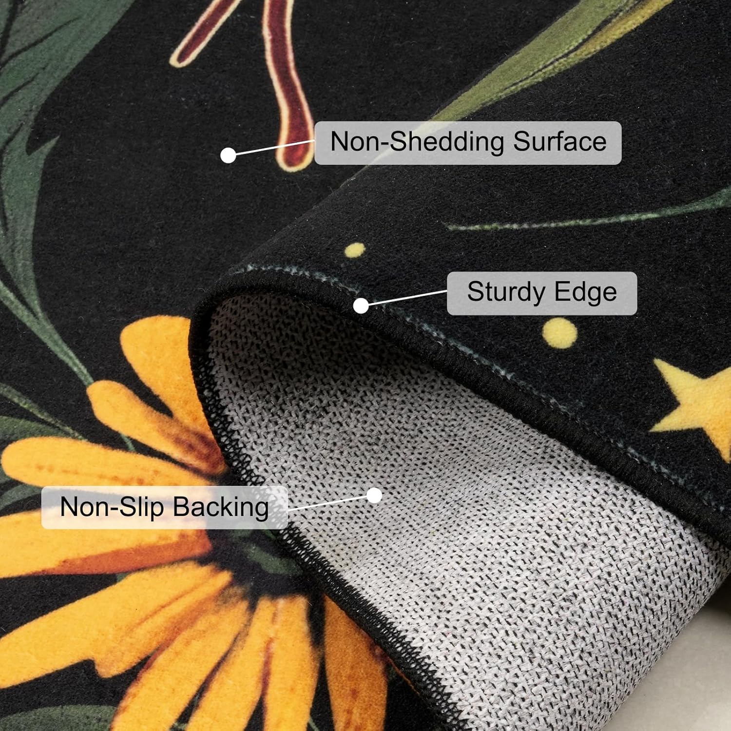 MOSISO 5x7 Area Rug for Living Room, Soft Non-Slip Modern Moon & Butterfly Low Pile Carpet, Faux Wool Rectangular Washable Area Rugs Carpet for Living Room Bedroom Dining Room Home, Black