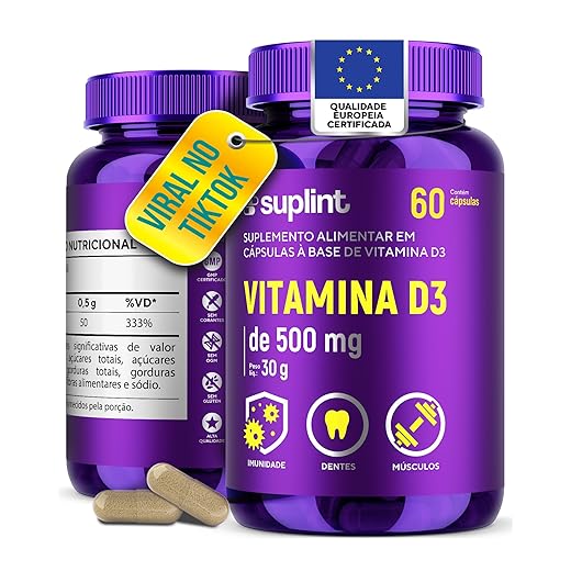 Vitamina D3 2000 UI – Suplemento Vitamínico em Cápsulas Veganas | Sem Glúten e Não Transgênico – 60 Cápsulas