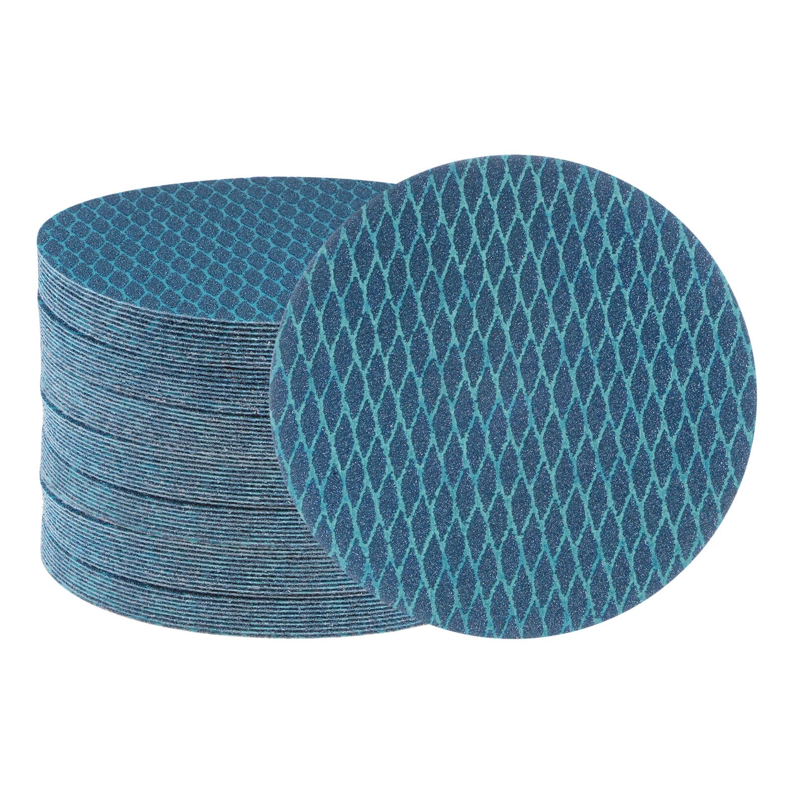 sourcing map 70uds Diamante Forma Lijado Discos 6 Pulgadas 60 Grano Gancho y Bucle Azul Rombo Lija Papel Pescado Escama Lijadora Acabado Discos, Húmedo y Seco Pulido