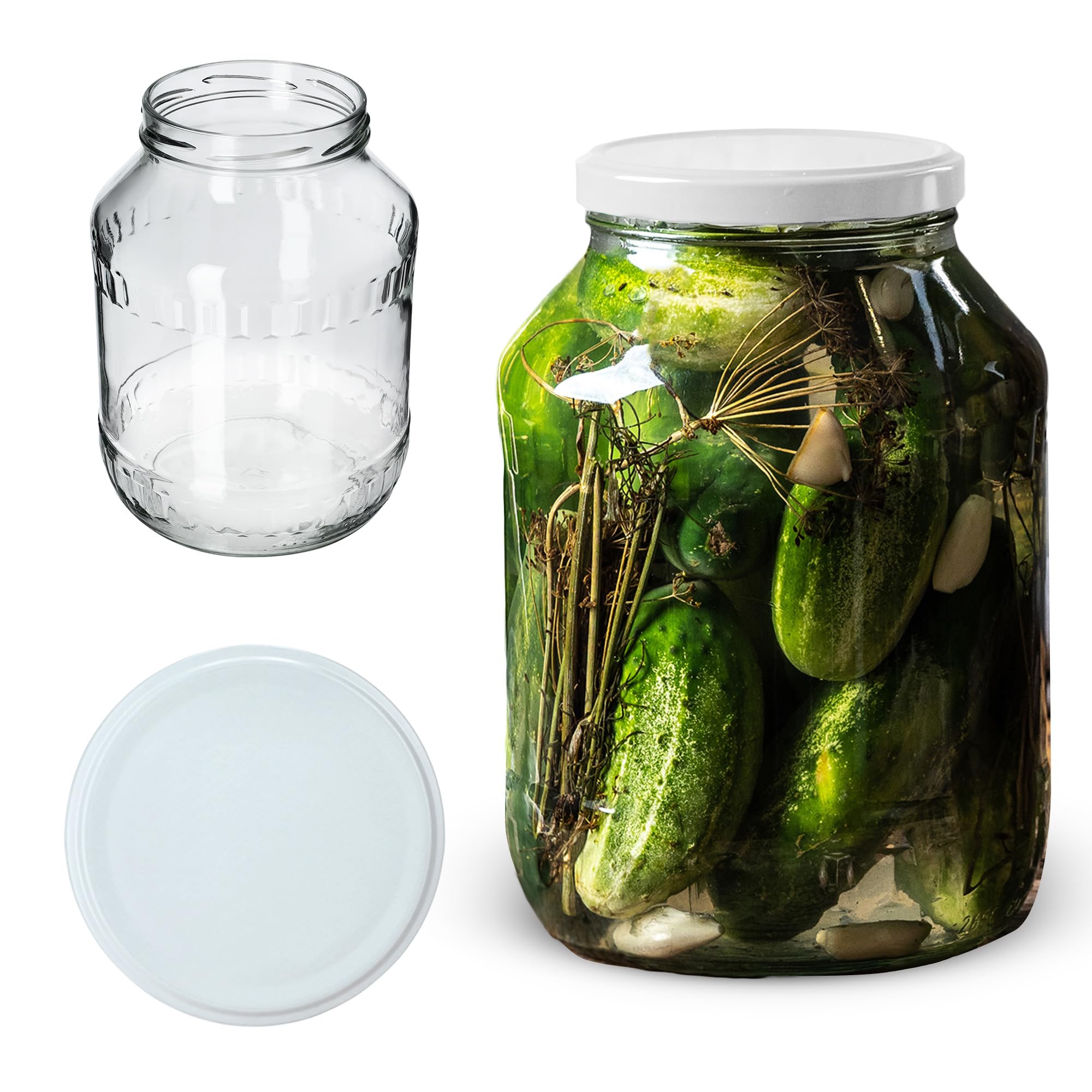 KADAX Lot De 24 Bocaux De Conservation En Verre De 900 Ml Avec Couvercle à Visser Fi82 Mm, Pour Les Concombres, Les Conserves (bleu/blanc