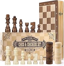 Peradix Jeu d'échecs et Dames 2 en 1 Echiquier en Bois Magnétiques, avec Double Dames, Pour Voyage Pliables, Jouets et Cadeaux de Jeux Éducatifs pour Adultes et Enfants (38 X 38CM)