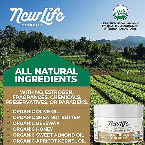 Miniatura 3 de NewLife Naturals Crema de vulva orgánica certificada por USDA, ayuda a la menopausia, irritación, hidratación vaginal, sequedad vaginal cuidado
