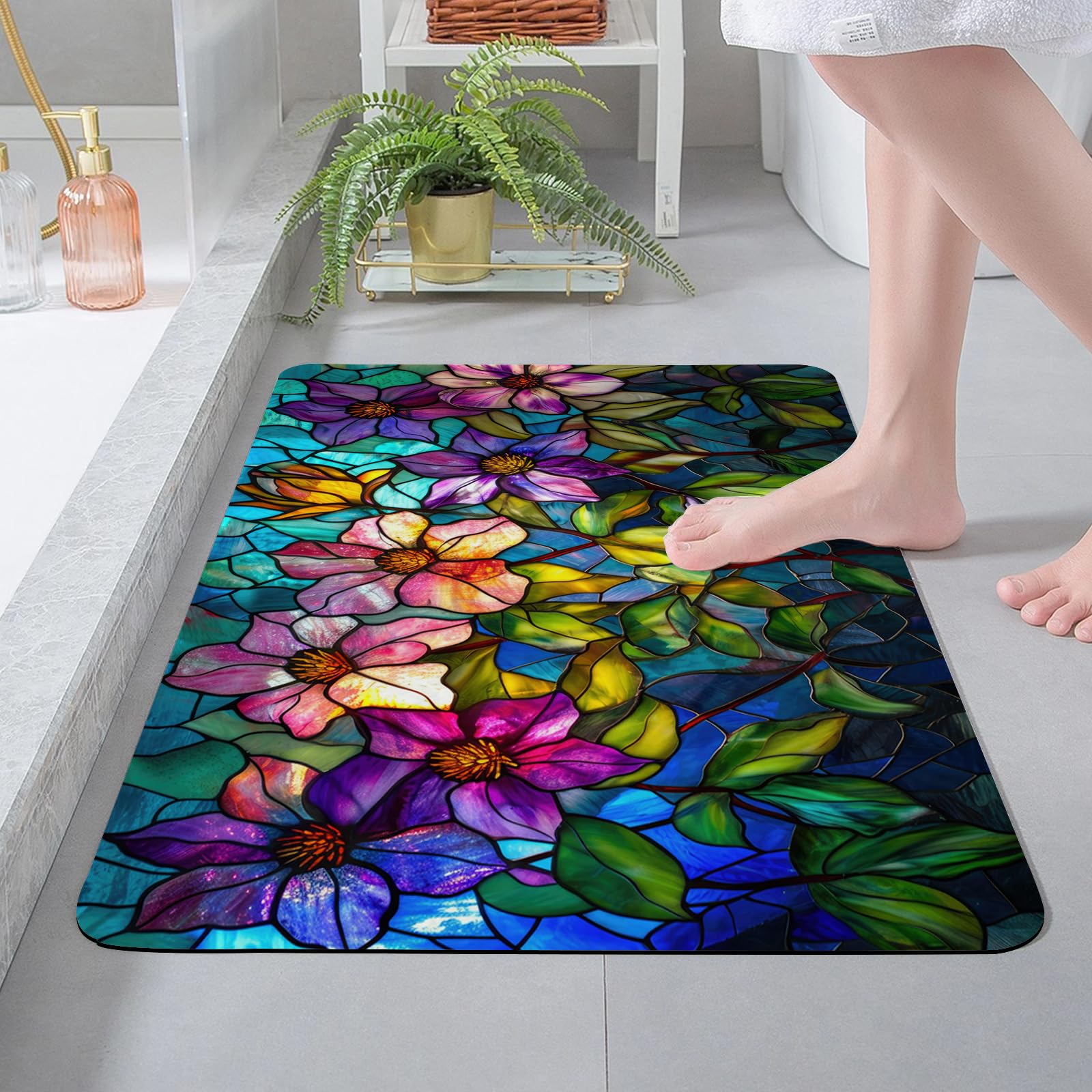 WENKO Tapis de Bain Puna en diatomite Naturelle, antidérapant, Absorbant l'eau et séchage Rapide, 60 x 1 x 39 cm, Gris
