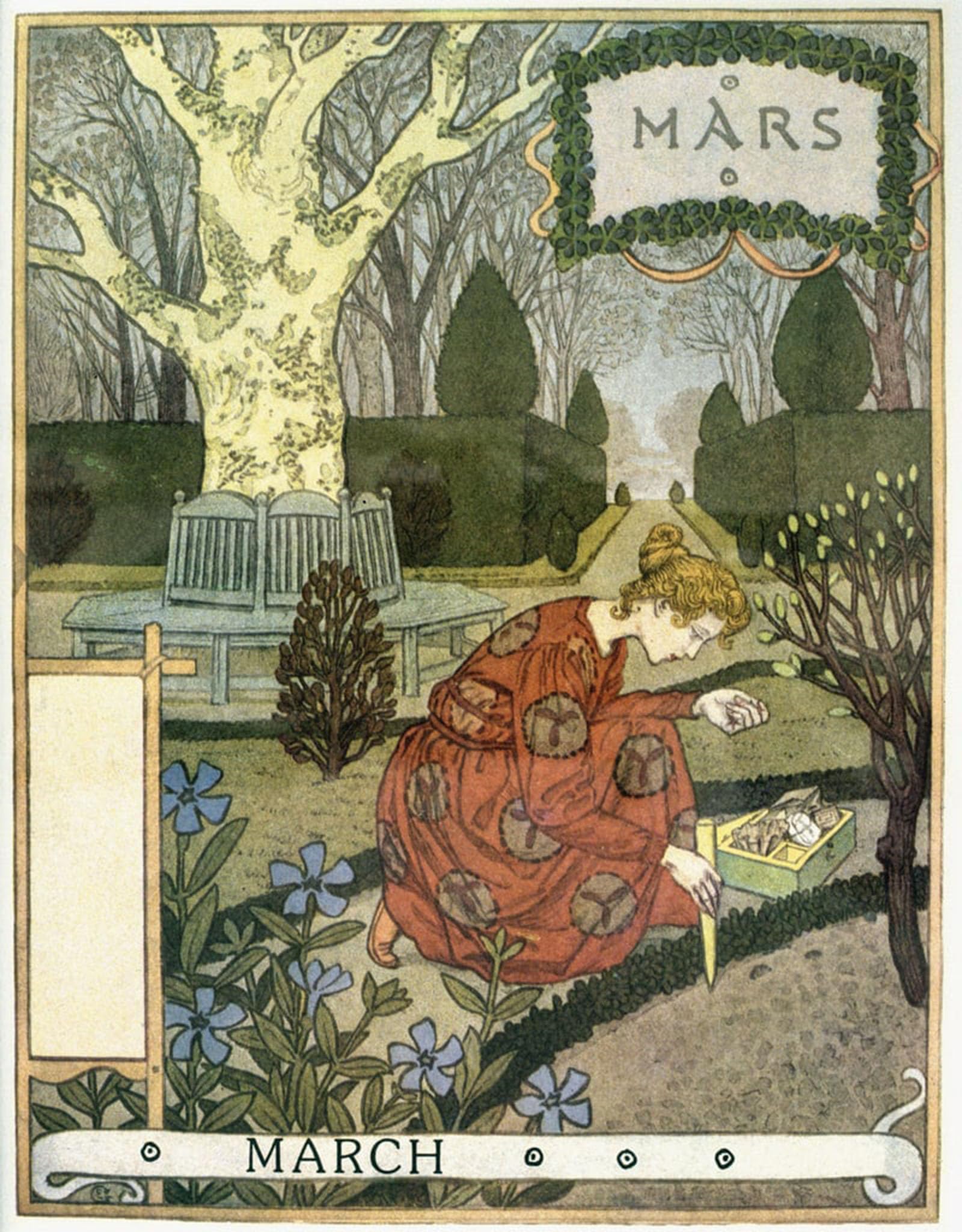 ARTXLXXBN Famous Prints Artwork Pictures Poster Painting Art March a Girl by Eugene Grasset Artwork Landscape Pictures for Home Decor 60x90cm