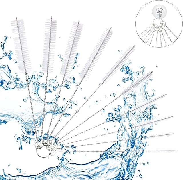 Vicloon Bottle Cleaning Brushes, 10 Pcs Tube Brush Nylon Bottle Pipe Cleaner Set for Bottle Glasses Straw Cleaning