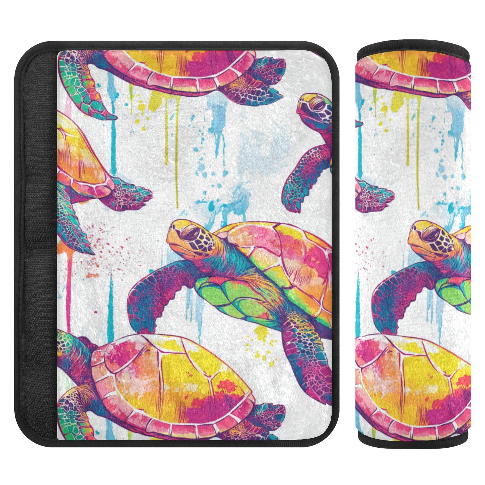 Seat Belt Covers 2 Pack Colorful Turtles Car Seat Strap Covers Super Soft Car Seat Neck Cover for Boys Girls Adults Babies M
