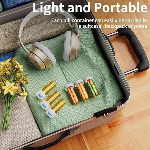 Miniatura 7 de Botellas vacías de plástico para píldoras con tapas resistentes a los niños (paquete de 20), 6 recipientes pequeños para medicamentos con recetas