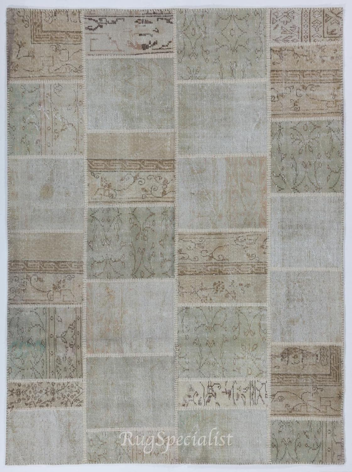 Handmade Patchwork Rug for Modern Interiors, Wool and Cotton Turkish Carpet. Custom Colors & Sizes Available. D98