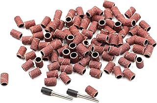Driak 100 Pcs 1/4" / 6.35mm Aluminum Oxide Sanding Drums - 80 & 60 Grit, Fits Dremel & Other Rotary Tools - Wood, Metal, Rubber