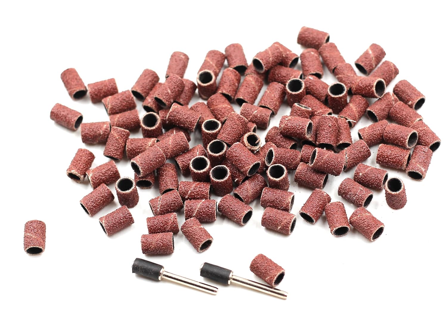 Driak 100 Pcs 1/4" / 6.35mm Aluminum Oxide Sanding Drums - 80 & 60 Grit, Fits Dremel & Other Rotary Tools - Wood, Metal, Rubber