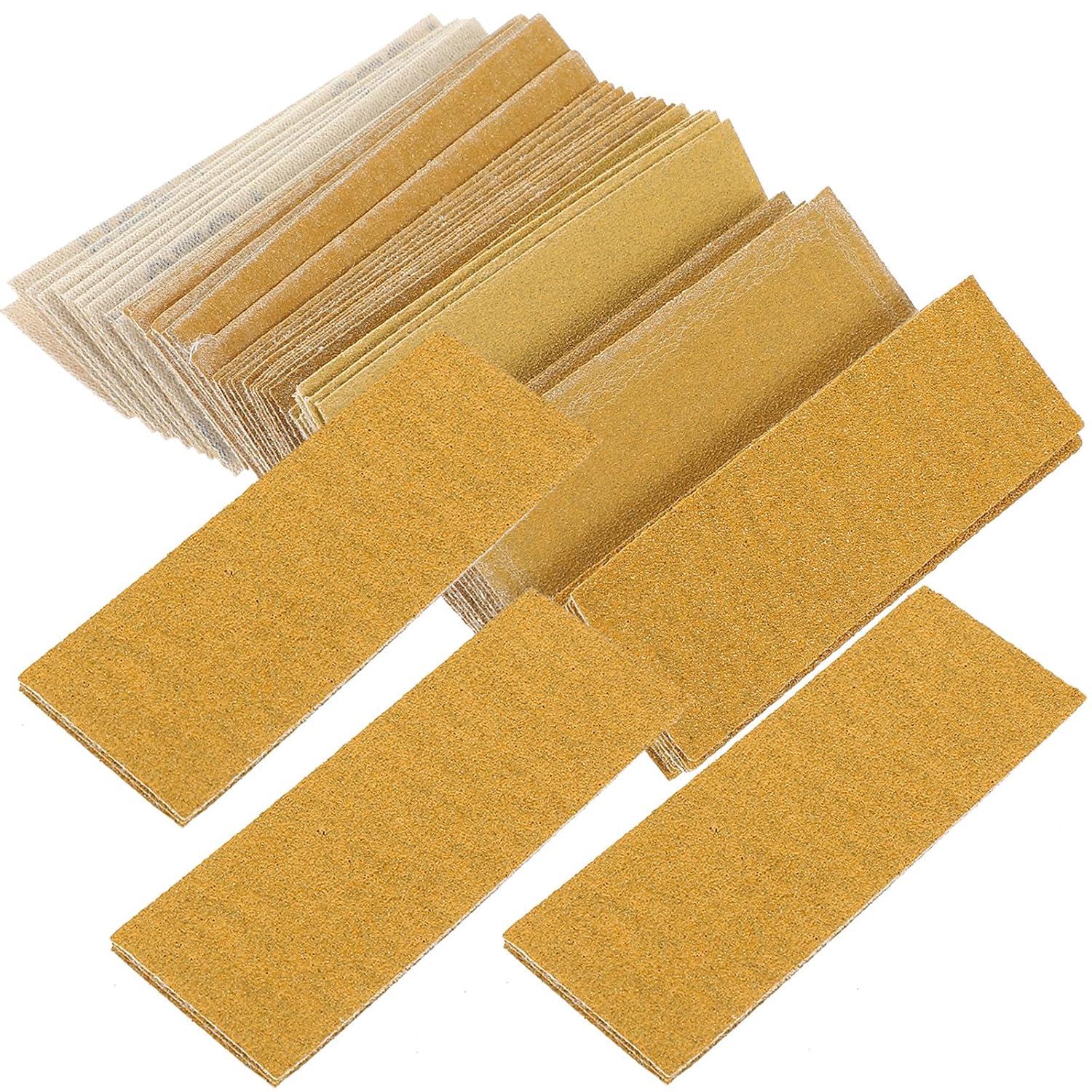 Sosoport 60pcs Assorted Sandpaper Sheets Set 80#-320# Grit for Wood and Metal Sanding Fine Grit Sanding Paper 30x90mm for Detail Hand and Repair Tools