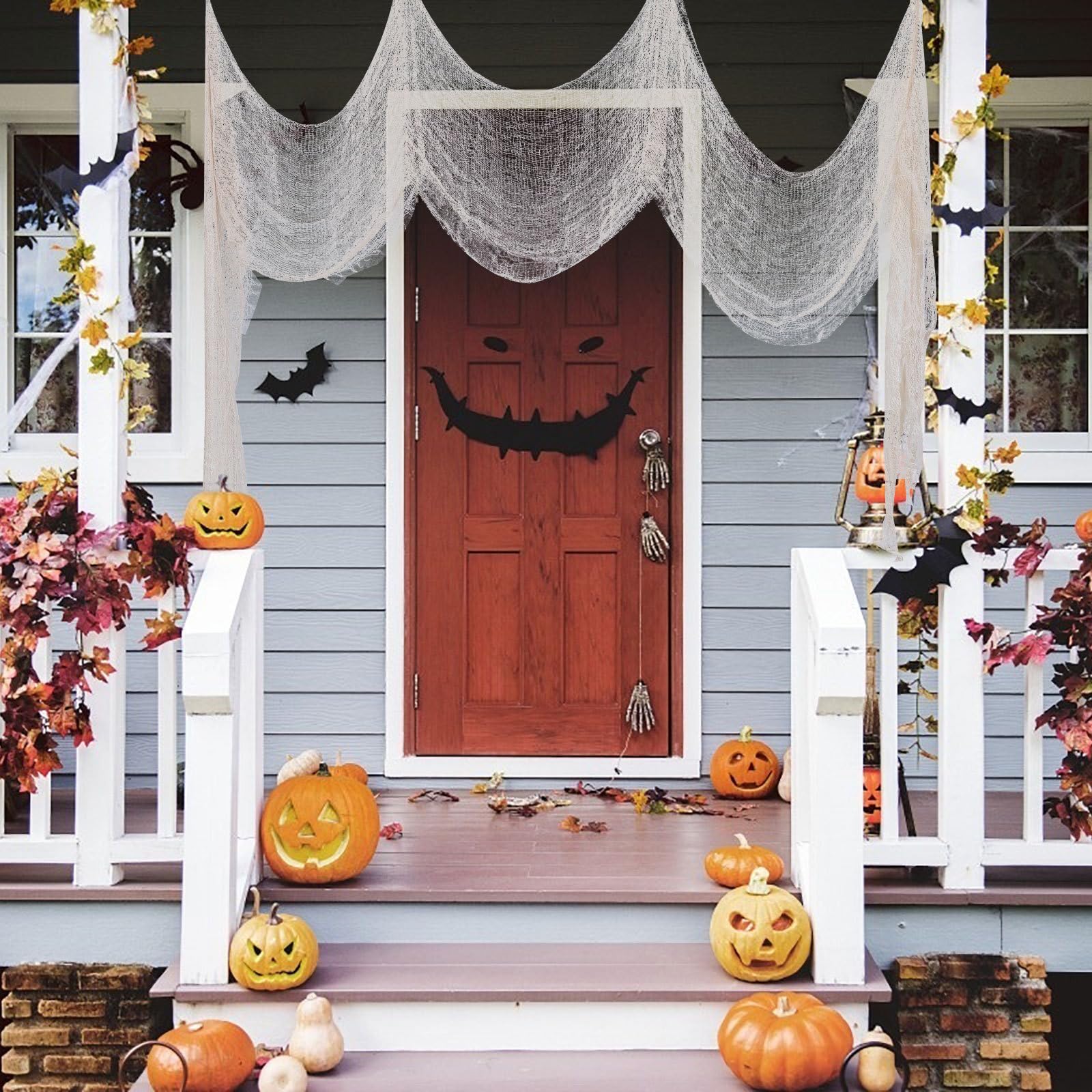 Abaodam 5 Pezzi Decorazione Halloween in Rete di Cotone Beige Facile da Appendere per Foto e Bar Design Misterioso e Atmosfera Inquietante