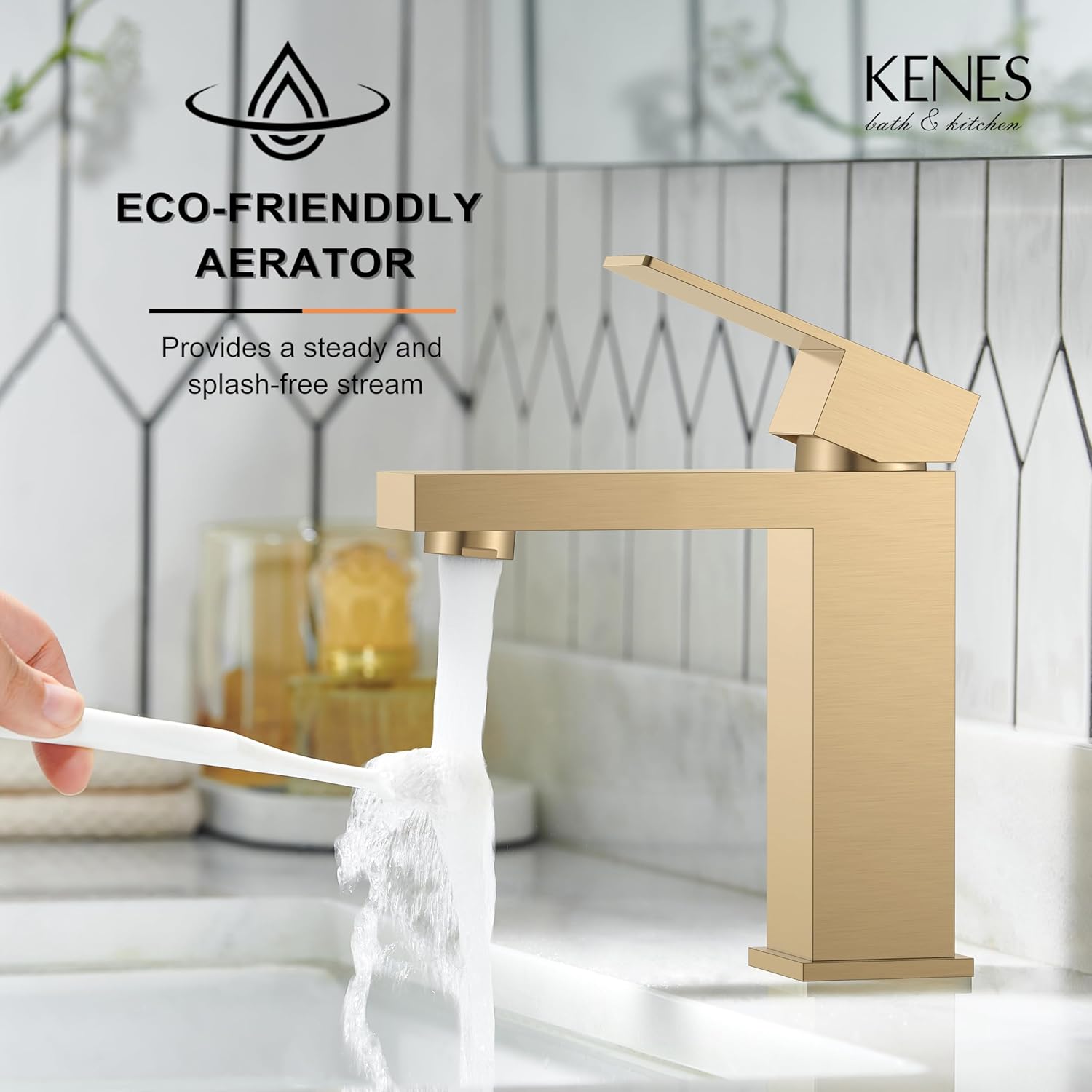 KENES Champagne Bronze Bathroom Faucet 1 Hole, Single Handle Gold Bathroom Sink Faucet, Vanity Faucet with Pop Up Drain and Supply Lines, LJ-9031-CB