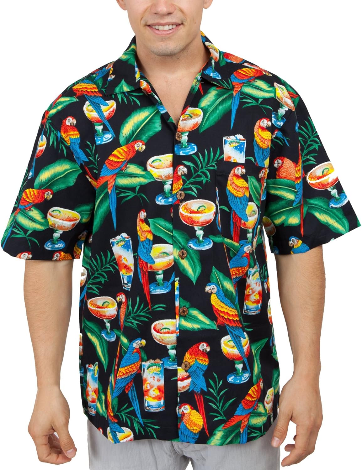 Benny's Parrots and Margaritas Hawaiian Shirt