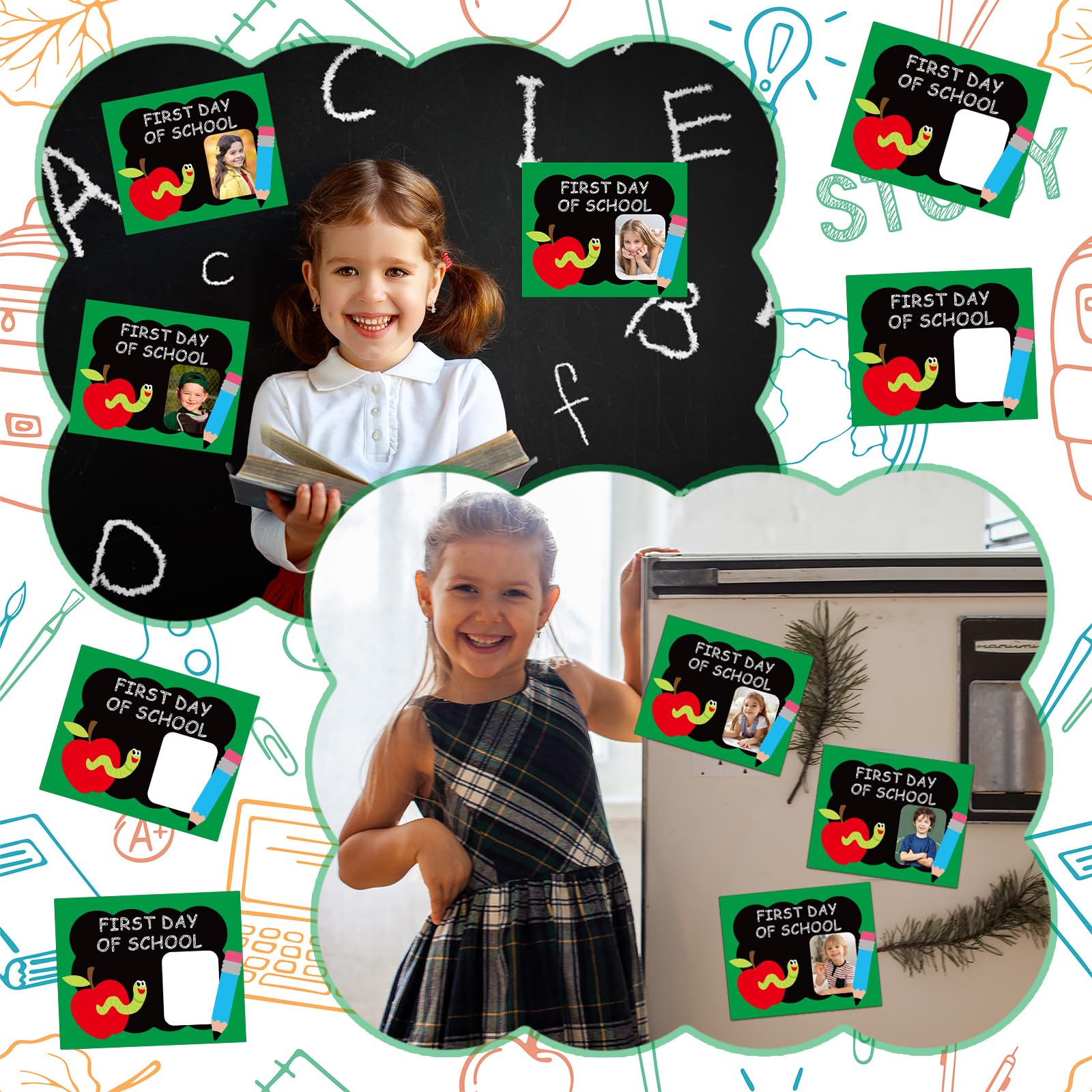 Fuyoooo 24-Pack 1st Day Of School Magnetic Picture Frame Kits - DIY Paper Craft For Classroom Activity, Teacher Supplies (6.3x5.1") - View #8