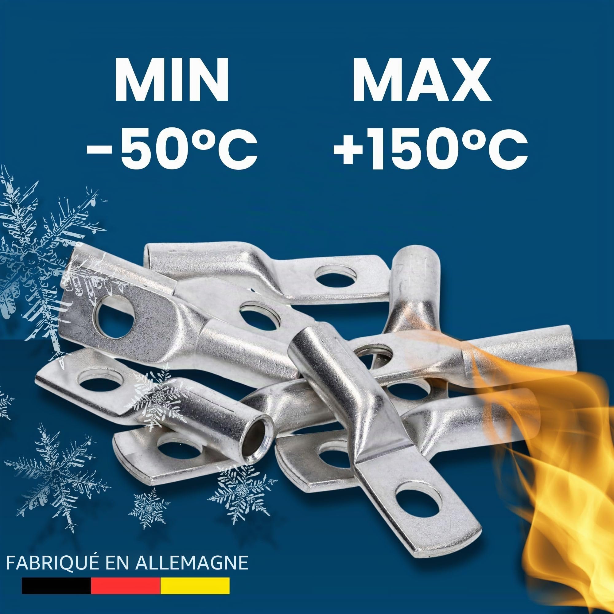 Kalitec 10x Cosse à Sertir DR25-8 25 mm² M8 selon DIN 46235 | Connecteurs de câbles tubulaires en cuivre pur résistant à la corrosion, idéal pour sertissage de précision.