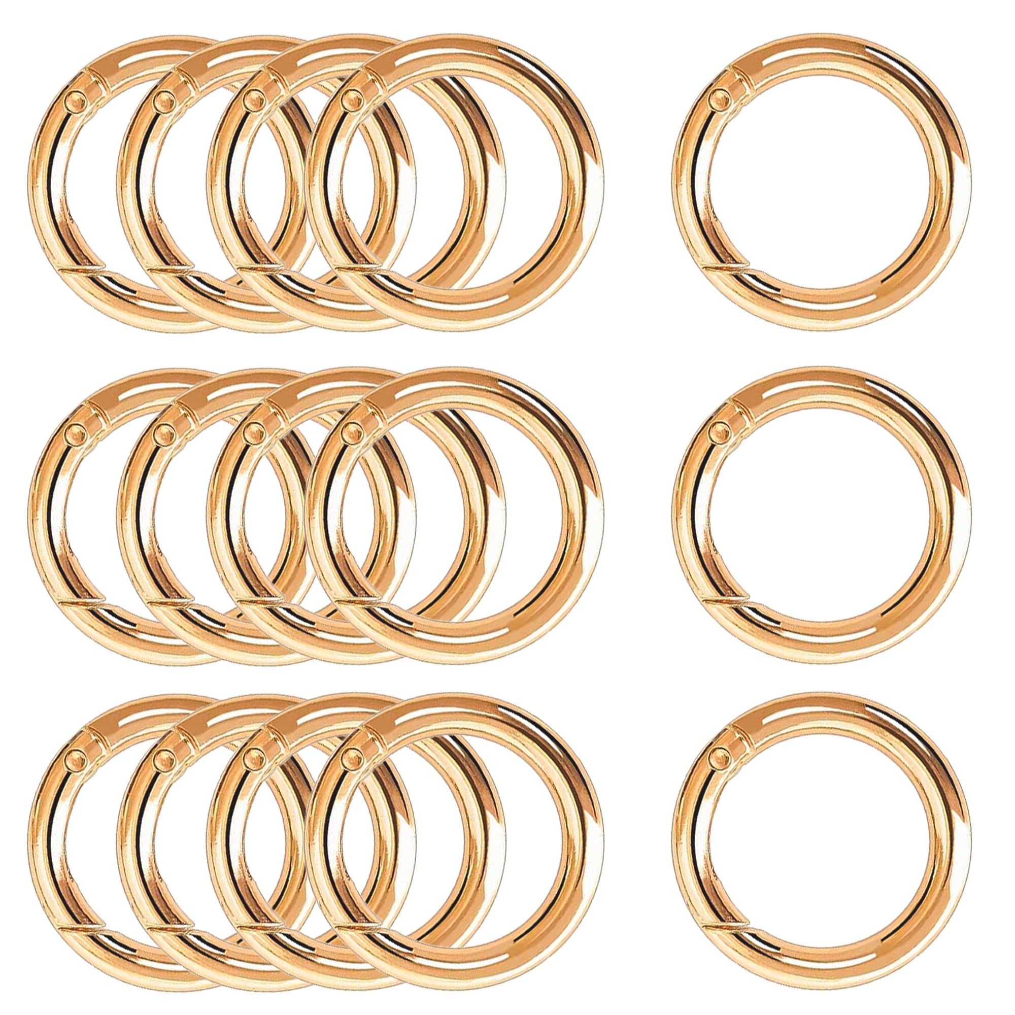XCSJ Pack of 15 Round Carabiner 39 mm Very Robust Zinc Alloy Round Carabiner Ring Carabiner Hook Round O Ring for Key Chain Bag