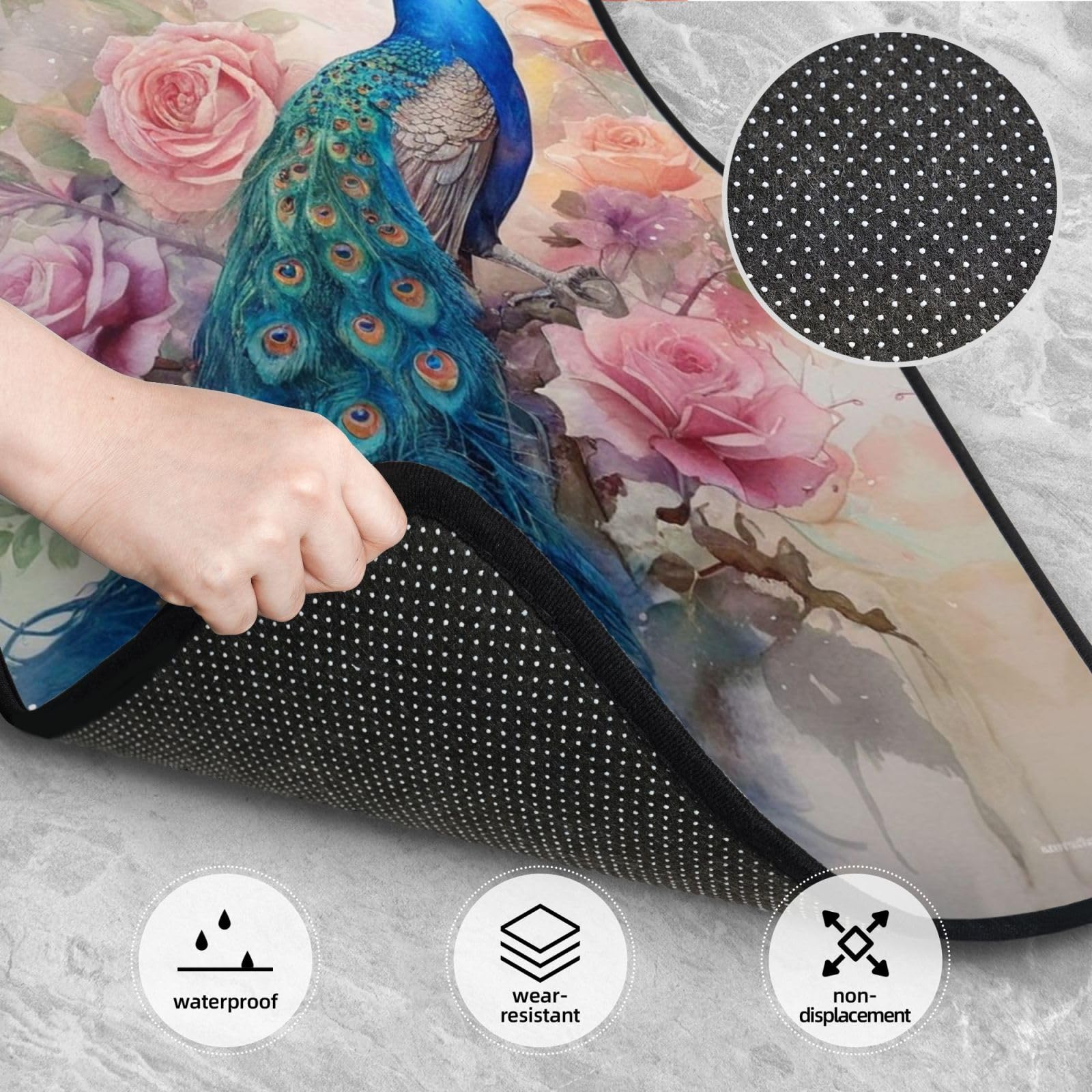 Peacock with Roses Universal Front Rear Car Floor Mats for Truck SUV Van Sedans Automotive Liners Decorative Mats — view 2