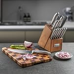 Couteau bloc avec ensemble de couteaux de cuisine 14 Pièces et coupe de bois Couteau en acier inoxydable pour la cuisine Home Essentials Couteaux Chef, Poignée antidérapante, Coutelles Steak 6