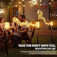 Vista 8 de IXTECH Altavoz Bluetooth para exteriores, impermeable, inalámbrico, con luz de llama LED, altavoz Bluetooth para ducha para camping, patio