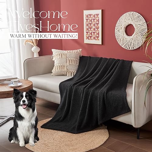 Miniatura 4 de Ailemei - Manta de vellón para sofá con parche con palabras creativas bordadas, reversible, suave, esponjosa, para invierno, negra (If You can Read