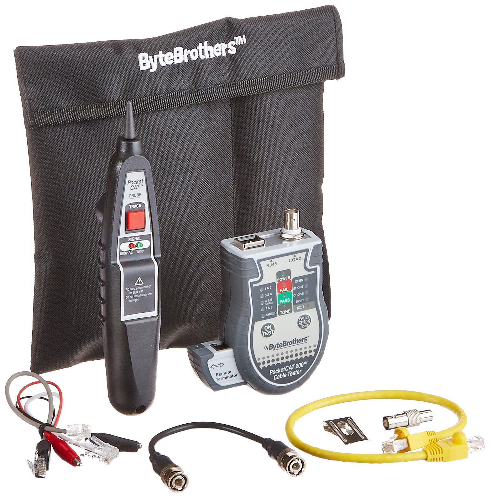 Triplett Byte Brothers Pocket CAT LAN Tester with Inductive Tone Probe for RJ45 CAT5 CAT6 & Coax Cables - Performs TIA568 Tests on CAT5/6 Network Cables with Instant Pass-Fail Results -(CTX200P)