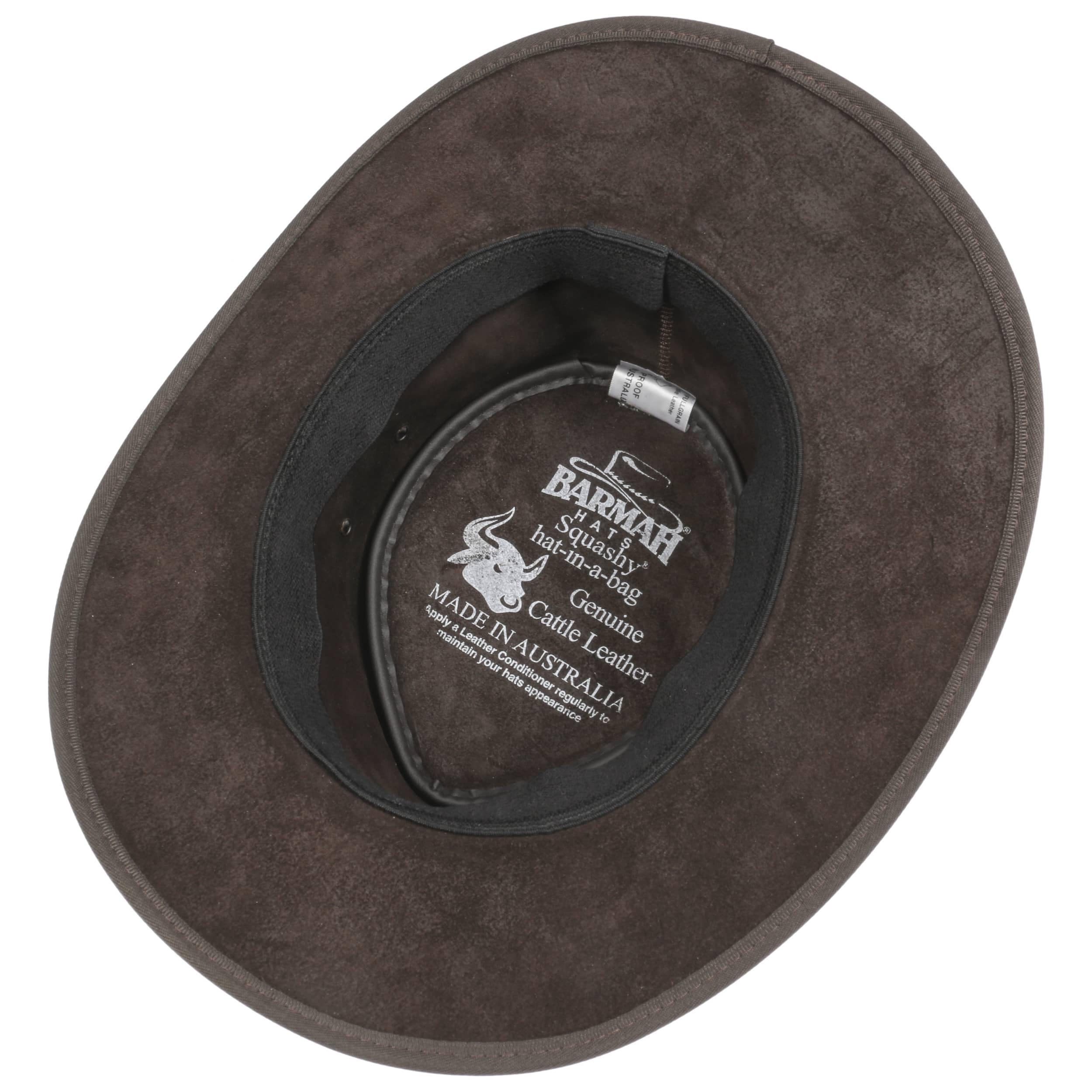 Barmah Sombrero Piel Squashy Outback Hombre - Made in Australia de Stockman con Banda Piel, Ribete Verano/Invierno Primavera Verano Otoño Invierno