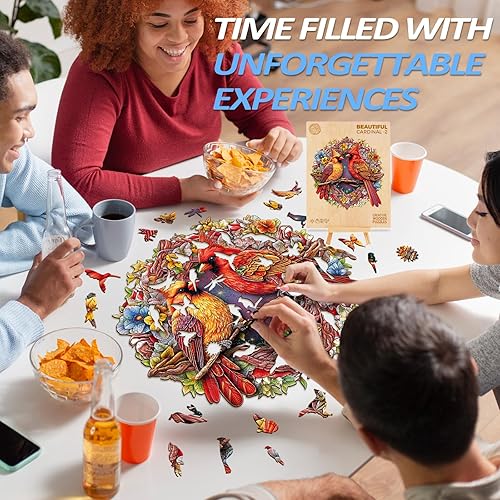 Miniatura 5 de Rompecabezas de madera para adultos, rompecabezas cardenales, rompecabezas de 100 piezas para adultos, rompecabezas únicos regalos para amantes de